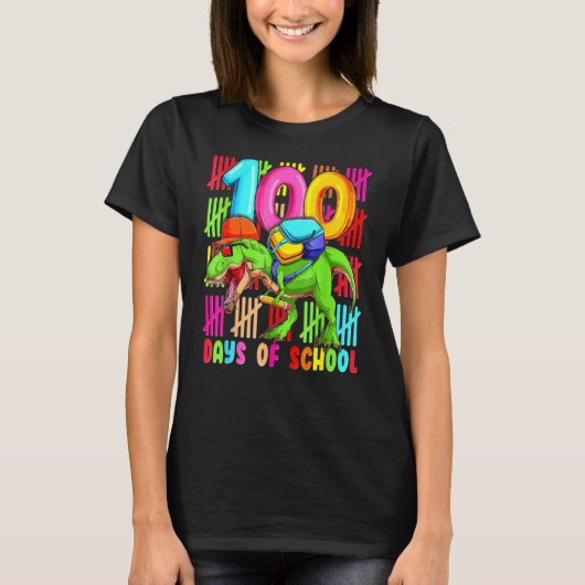 100 Days Of School T REX 100th Day Dinosaur Gift K T-Shirt (Vorderseite)
