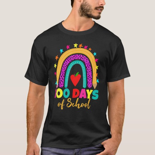 100 Days Of School Teacher 100 Days Smarter Rainbo T-Shirt (Vorderseite)