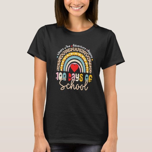 100 Days Of School Teacher 100 Days Smarter Rainbo T-Shirt (Vorderseite)