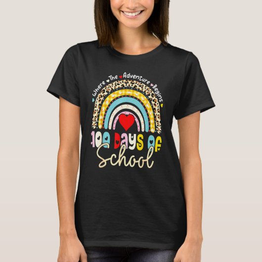 100 Days Of School Teacher 100 Days Smarter Rainbo T-Shirt (Vorderseite)