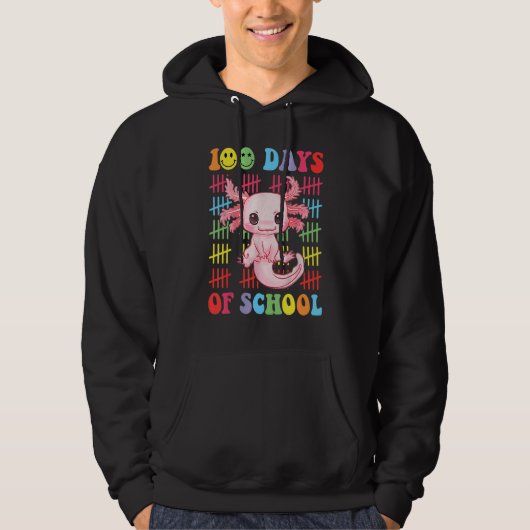 100 Days of School Teacher Happy 100 Days Axolotl Hoodie (Vorderseite)