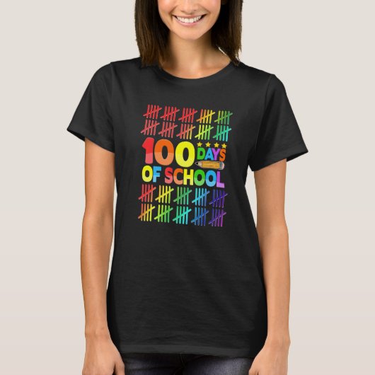 100 Days Of School Teacher Kids Happy 100th Day Of T-Shirt (Vorderseite)