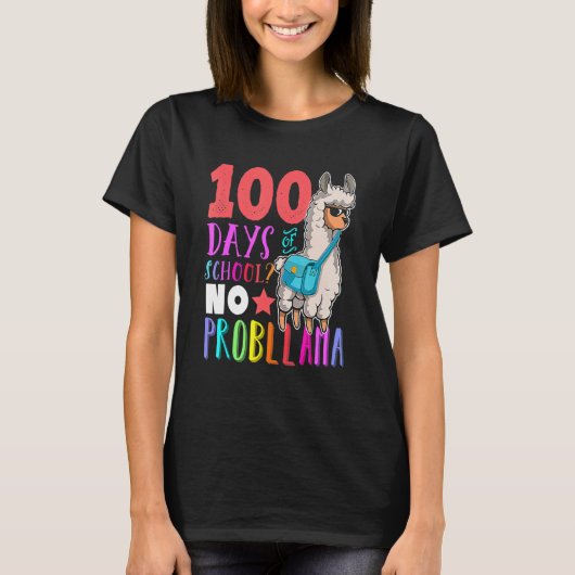100 Days Of School Teacher No Probllama Llama Cute T-Shirt (Vorderseite)