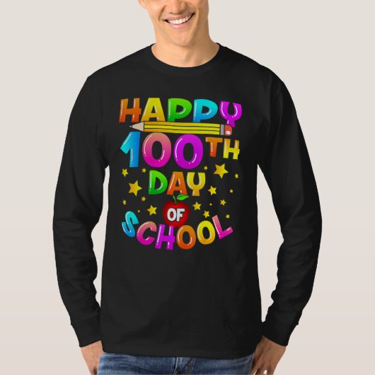 100 Days Of School Teacher Student Happy 100th Day T-Shirt (Vorderseite)