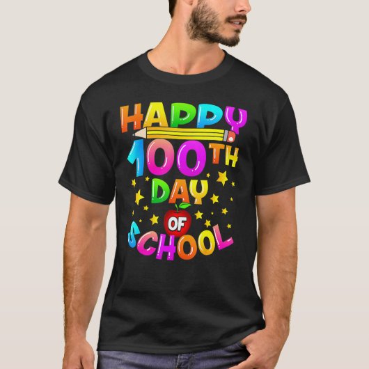 100 Days Of School Teacher Student Happy 100th Day T-Shirt (Vorderseite)