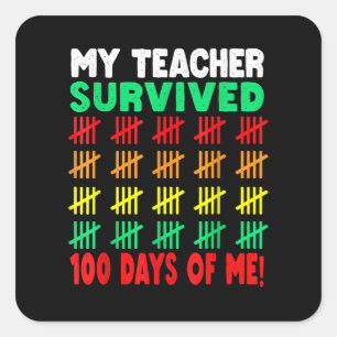 100 Days of School Tee Kids 100th Day of School Co Quadratischer Aufkleber