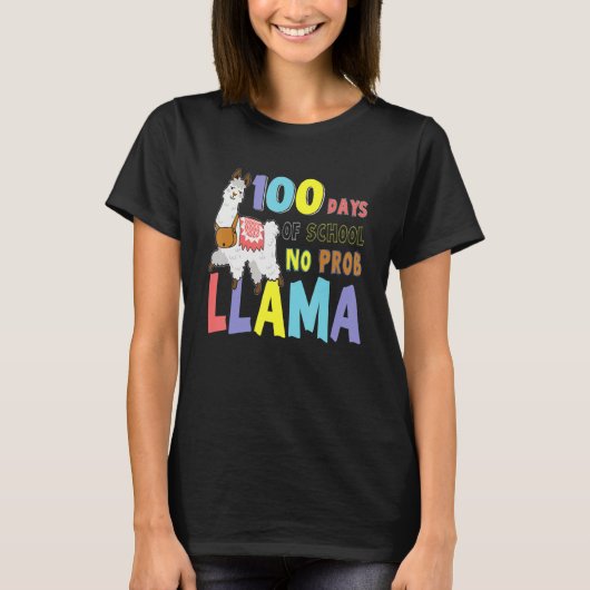 100 Days of School Tees No Probllama Llama 100th d (Vorderseite)