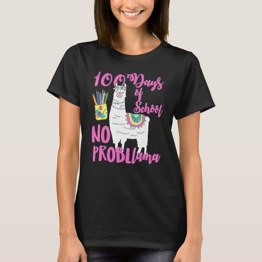 100 Days Of School Tees No Probllama Llama 100th D (Vorderseite)