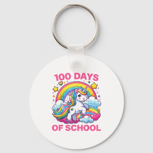 100 Days Of School Unicorn Girls Teacher 100th Day Schlüsselanhänger (Vorderseite)