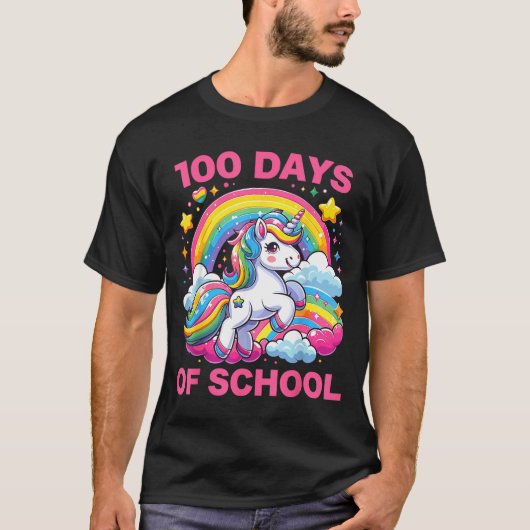 100 Days Of School Unicorn Girls Teacher 100th Day T-Shirt (Vorderseite)