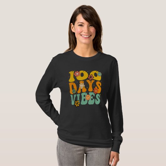 100 Days Of School Vibes 100th Day Of School Retro T-Shirt (Vorne ganz)