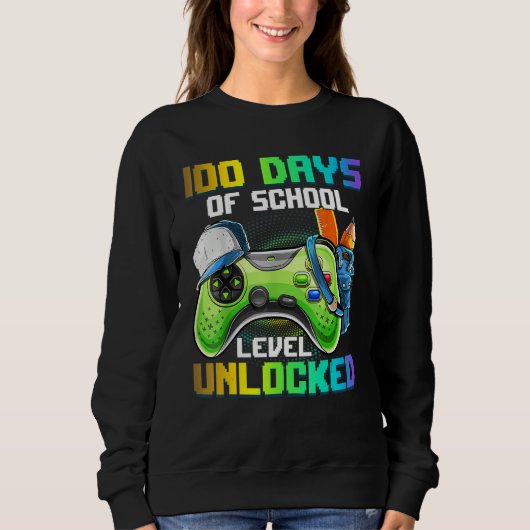 100 Days of School Video Games Level Unlocked Game Sweatshirt (Vorderseite)