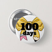 100 Days of School Yellow Pencil Bow Button (Vorne & Hinten)