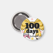 100 Days of School Yellow Pencil Bow Magnet (Vorderseite/Rückseite)