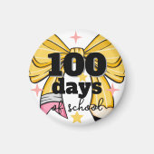 100 Days of School Yellow Pencil Bow Magnet (Vorne)