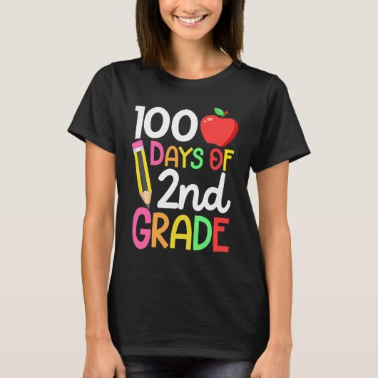 100 Days Of Second 2nd Grade Teacher 100th Day Of T-Shirt (Vorderseite)