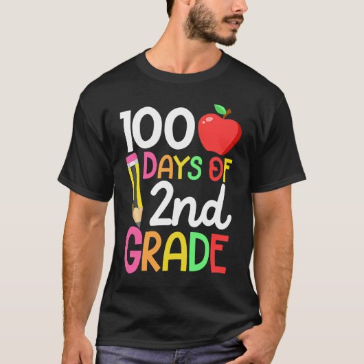 100 Days Of Second 2nd Grade Teacher 100th Day Of T-Shirt (Vorderseite)