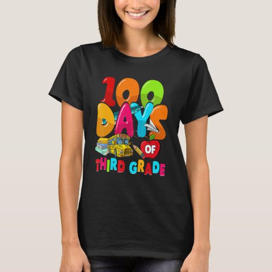 100 Days Of Third Grade 100th Day Student Teacher T-Shirt (Vorderseite)