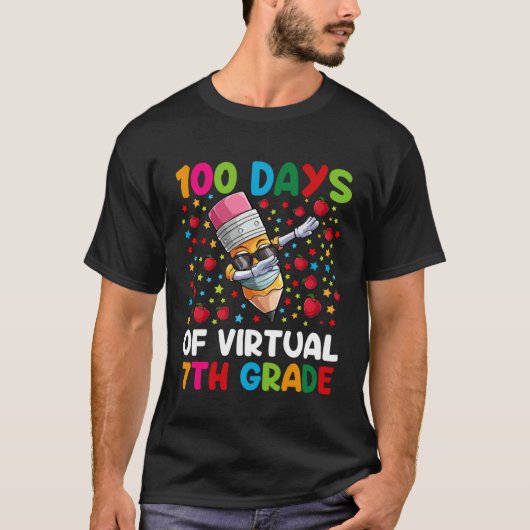 100 Days Of Virtual 7th Grade Teacher or Student B T-Shirt (Vorderseite)