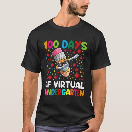 100 Days Of Virtual kindergarten Teacher or Studen T-Shirt (Vorderseite)