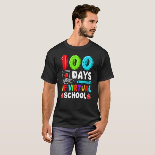 100 Days Of Virtual School Funny 100th Day Of Scho T-Shirt (Vorne ganz)
