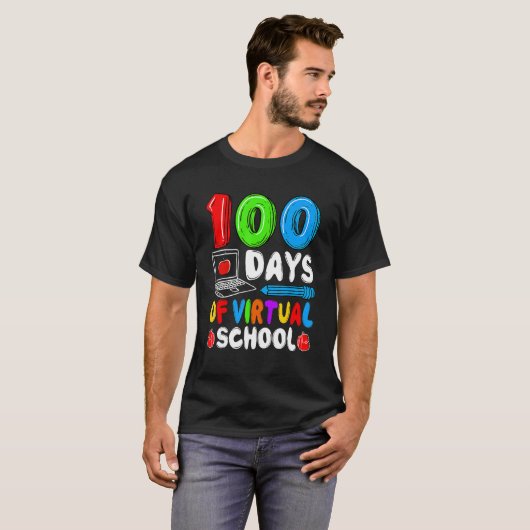 100 Days Of Virtual School Funny 100th Day Of Scho T-Shirt (Vorne ganz)