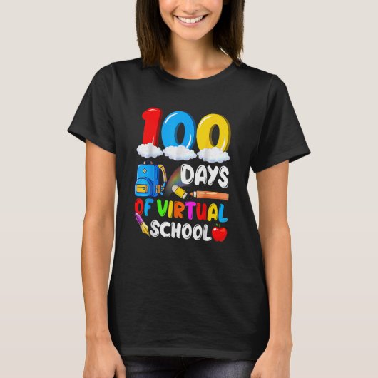 100 Days Of Virtual School Funny 100th Day Of Scho T-Shirt (Vorderseite)