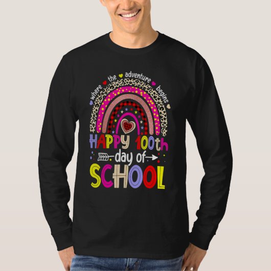 100 Days School Happy 100th Day Of School Rainbow T-Shirt (Vorderseite)