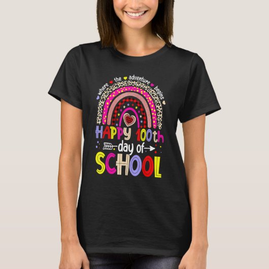 100 Days School Happy 100th Day Of School Rainbow T-Shirt (Vorderseite)