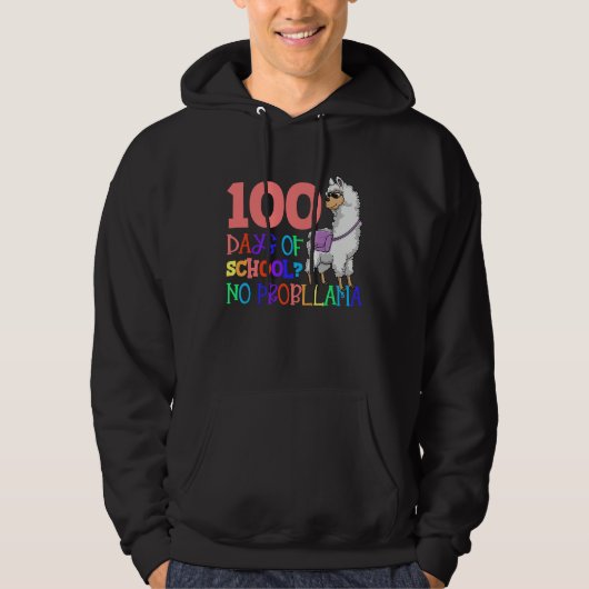 100 Days School No Sample Llama Teacher Or Student Hoodie (Vorderseite)