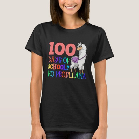 100 Days School No Sample Llama Teacher Or Student T-Shirt (Vorderseite)