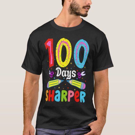 100 Days Sharper 100 Days Of School Pencil 100 Day T-Shirt (Vorderseite)