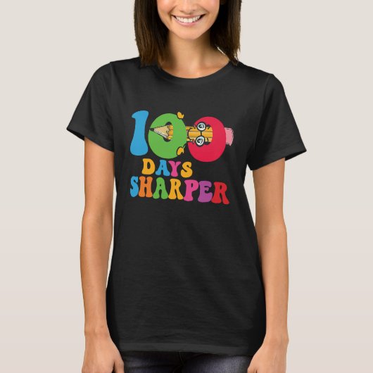 100 Days Sharper Teacher Student Happy 100th Day O T-Shirt (Vorderseite)