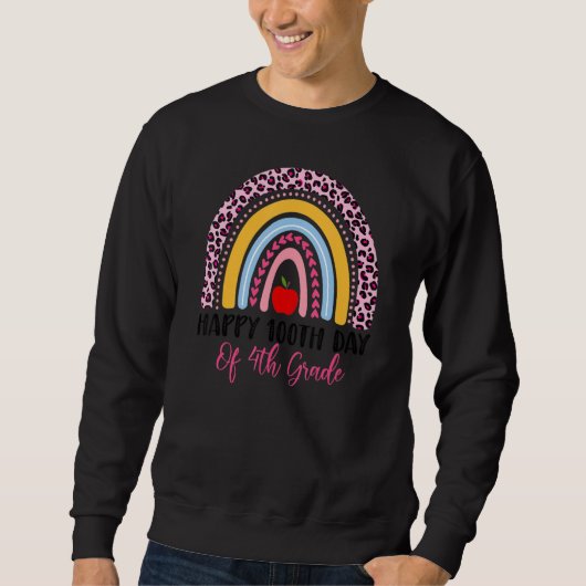 100 Days Smarter 100th Day Of Fourth Grade Rainbow Sweatshirt (Vorderseite)