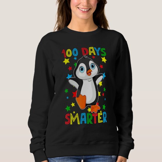 100 Days Smarter 100th Day Of School Cute Penguins Sweatshirt (Vorderseite)