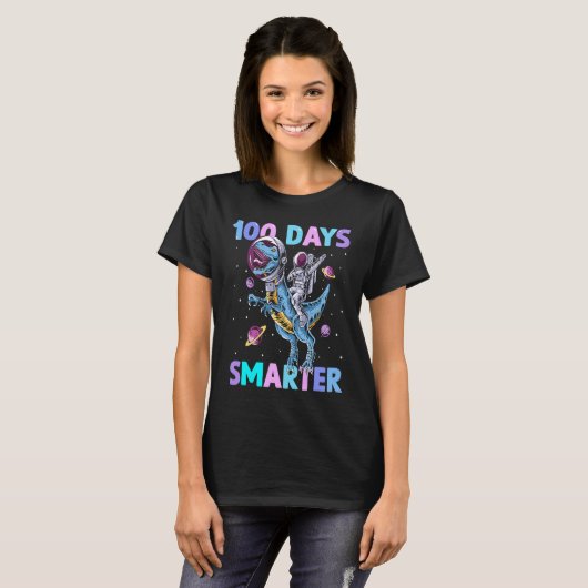 100 Days Smarter 100th Day of School dabbing dinos T-Shirt (Vorne ganz)