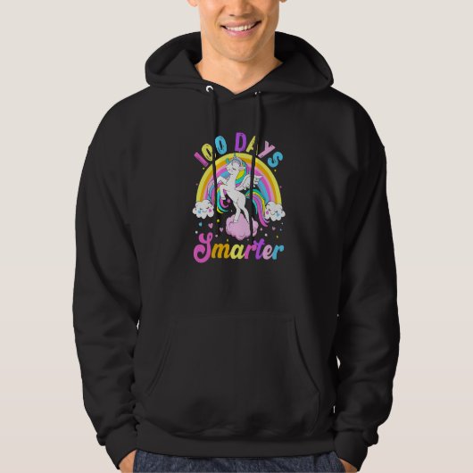 100 Days Smarter 100th Day Of School Unicorn Rainb Hoodie (Vorderseite)