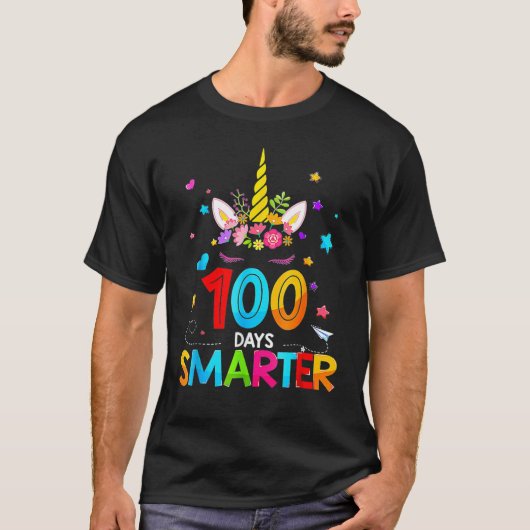 100 Days Smarter 100th Day Of School Unicorn Stude T-Shirt (Vorderseite)
