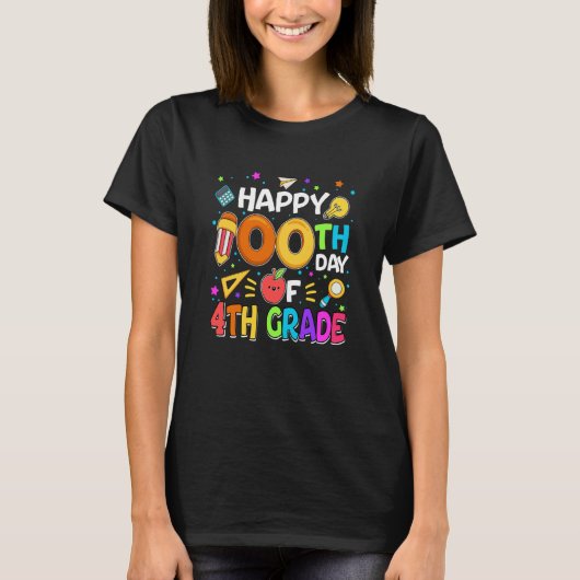 100 Days Smarter 4th Grade 100th Day Of School 4th T-Shirt (Vorderseite)