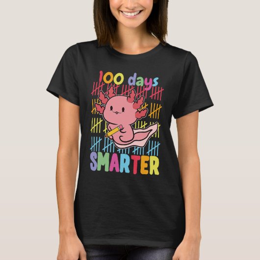 100 Days Smarter Axolotl 100th Day Of School Girls T-Shirt (Vorderseite)