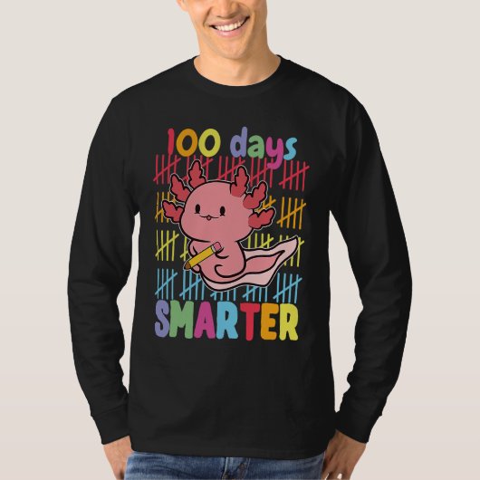 100 Days Smarter Axolotl 100th Day Of School Girls T-Shirt (Vorderseite)