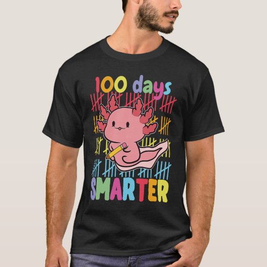 100 Days Smarter Axolotl 100th Day Of School Girls T-Shirt (Vorderseite)