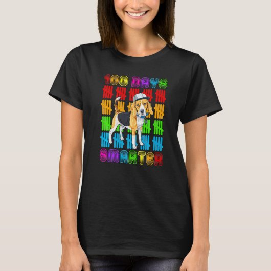 100 Days Smarter Beagle Dog Lovers 100 Days Of Sch T-Shirt (Vorderseite)