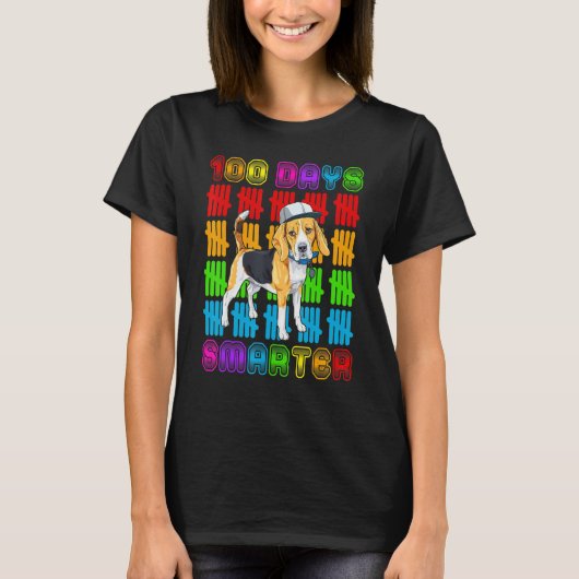 100 Days Smarter Beagle Dog Lovers 100 Days Of Sch T-Shirt (Vorderseite)