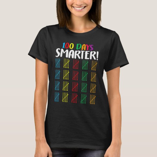 100 Days Smarter  Counting Hash Marks Days Of Scho T-Shirt (Vorderseite)