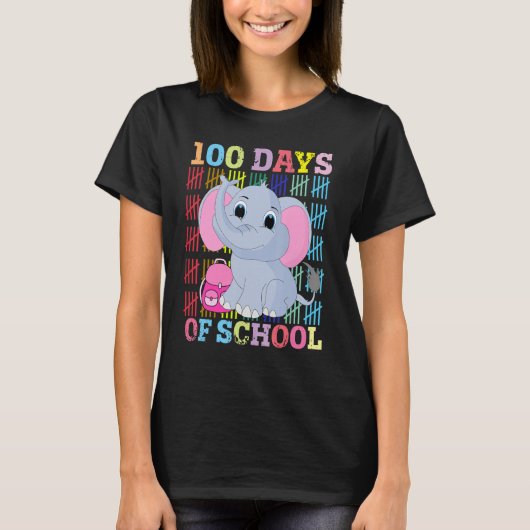 100 Days Smarter Cute Elephant Animal 100 Days Of T-Shirt (Vorderseite)