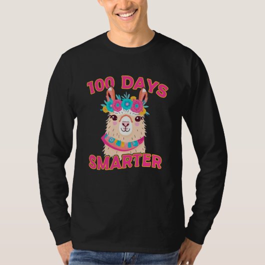 100 Days Smarter Cute Llama 100th Day Of School 1 T-Shirt (Vorderseite)