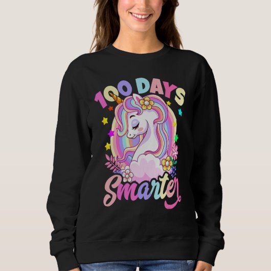 100 Days Smarter Cute Unicorn Teacher Girls 100th Sweatshirt (Vorderseite)