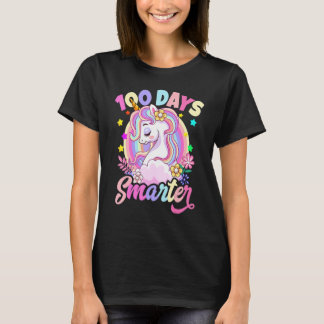 100 Days Smarter Cute Unicorn Teacher Girls 100th T-Shirt
