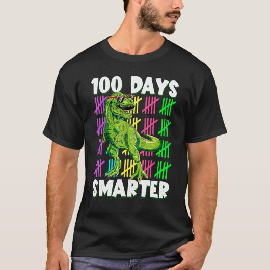 100 Days Smarter Dino Dinosaur rex 100 Days of Sch T-Shirt (Vorderseite)